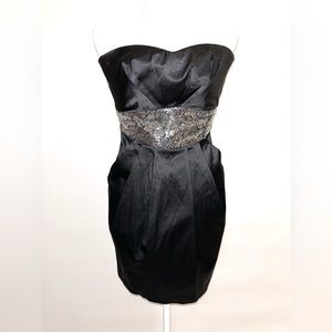 Trixxi Black and Silver Strapless Dress size 5
